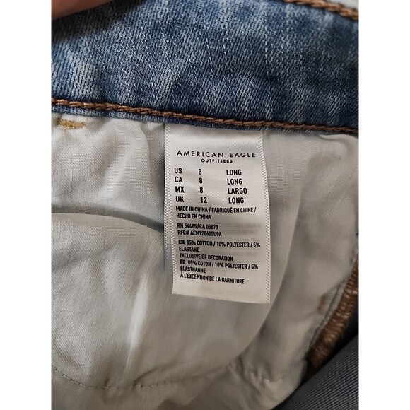 American Eagle Super High Rise Jegging Jeans Womens 8 Long 360 Next Level Cuffed - Picture 9 of 10